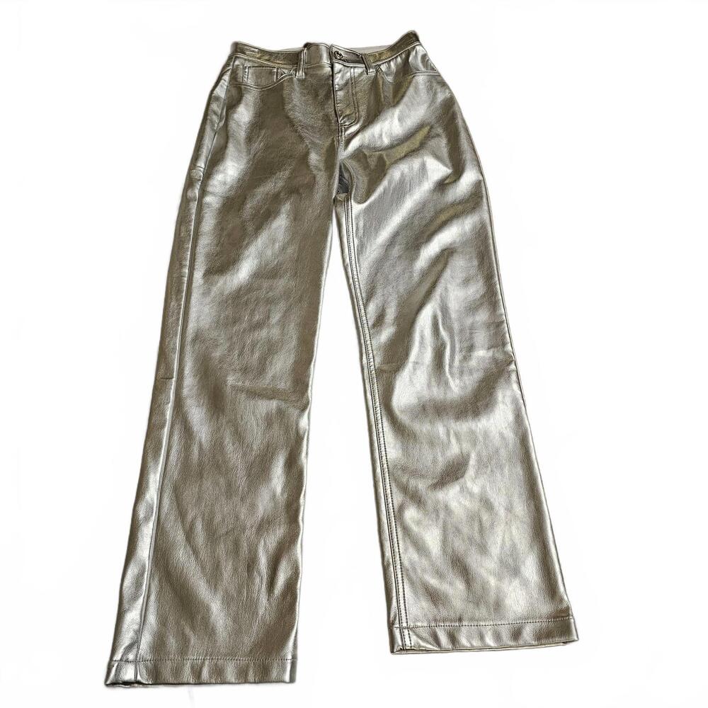 Abercrombie & Fitch The '90s‎ Straight High Rise Metallic Pants Size 27/ 4 short